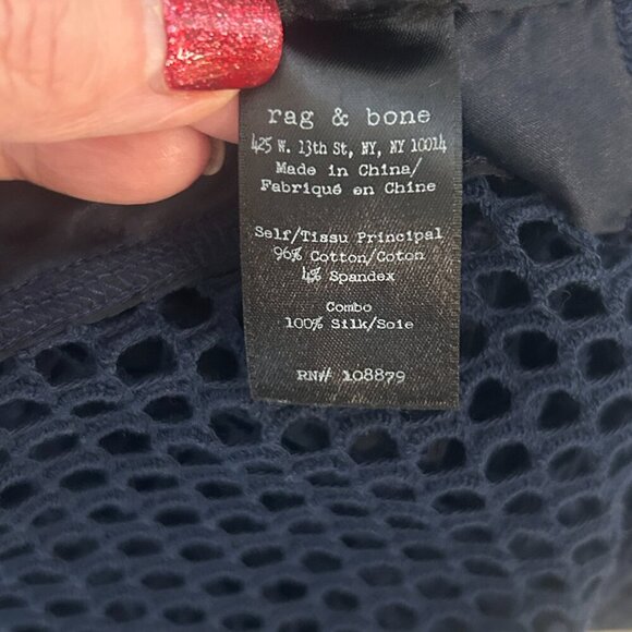 Rag and Bone Navy Blue Open Mesh Luna Shirt Size Medium - Picture 2 of 8